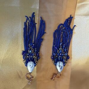 Elegant Blue Tassel Earrings